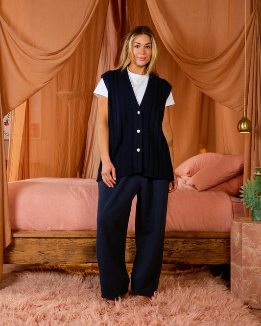 GRACE VEST VAN CASHMERE, MIDNIGHT BLUE