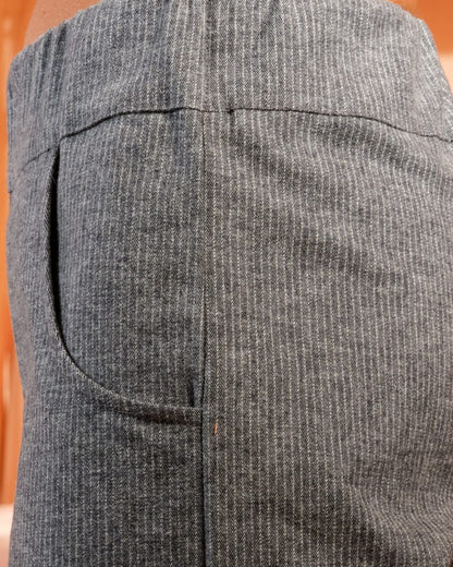 WOODY BROEK VAN FLANELKATOEN MET GRIEZE STREPEN