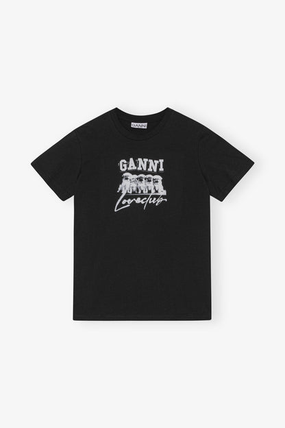 THIN JERSEY PUPPY LOVE RELAXED T-SHIRT BLACK