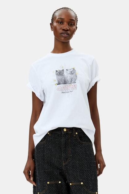 BASIC JERSEY KITTENS RELAXED T-SHIRT BRIGHT WHITE