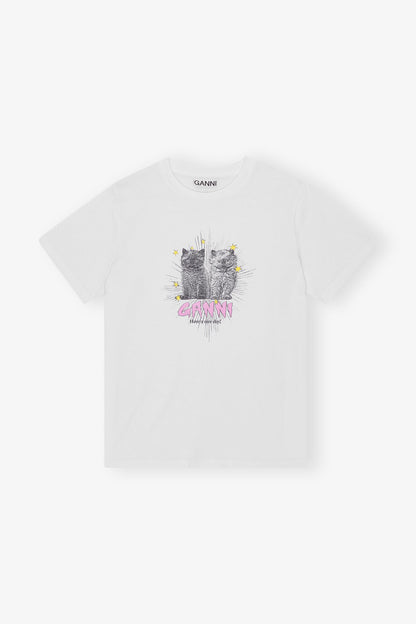 BASIC JERSEY KITTENS RELAXED T-SHIRT BRIGHT WHITE