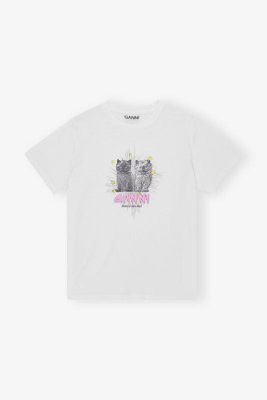 BASIC JERSEY KITTENS RELAXED T-SHIRT BRIGHT WHITE