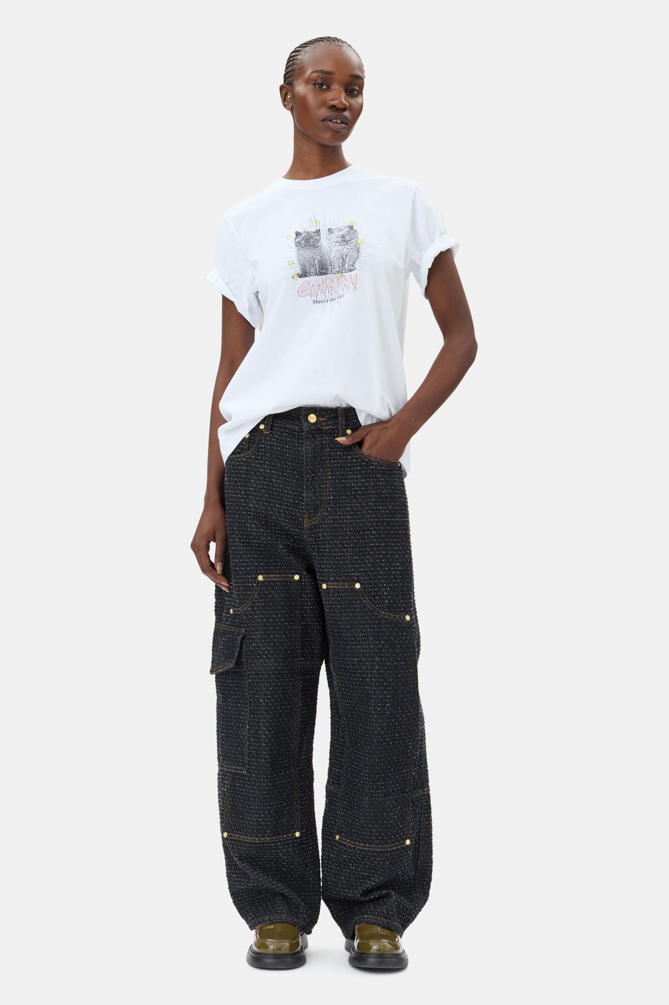 BASIC JERSEY KITTENS RELAXED T-SHIRT BRIGHT WHITE