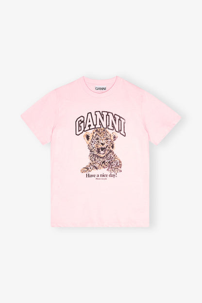 BASIC JERSEY LEOPARD RELAXED T-SHIRT CHALK PINK