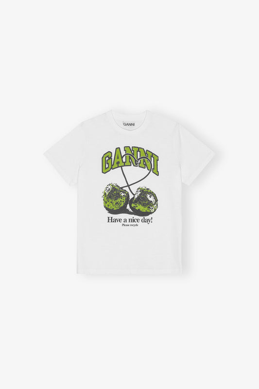 BASIC JERSEY CHERRY RELAXED T-SHIRT BRIGHT WHITE