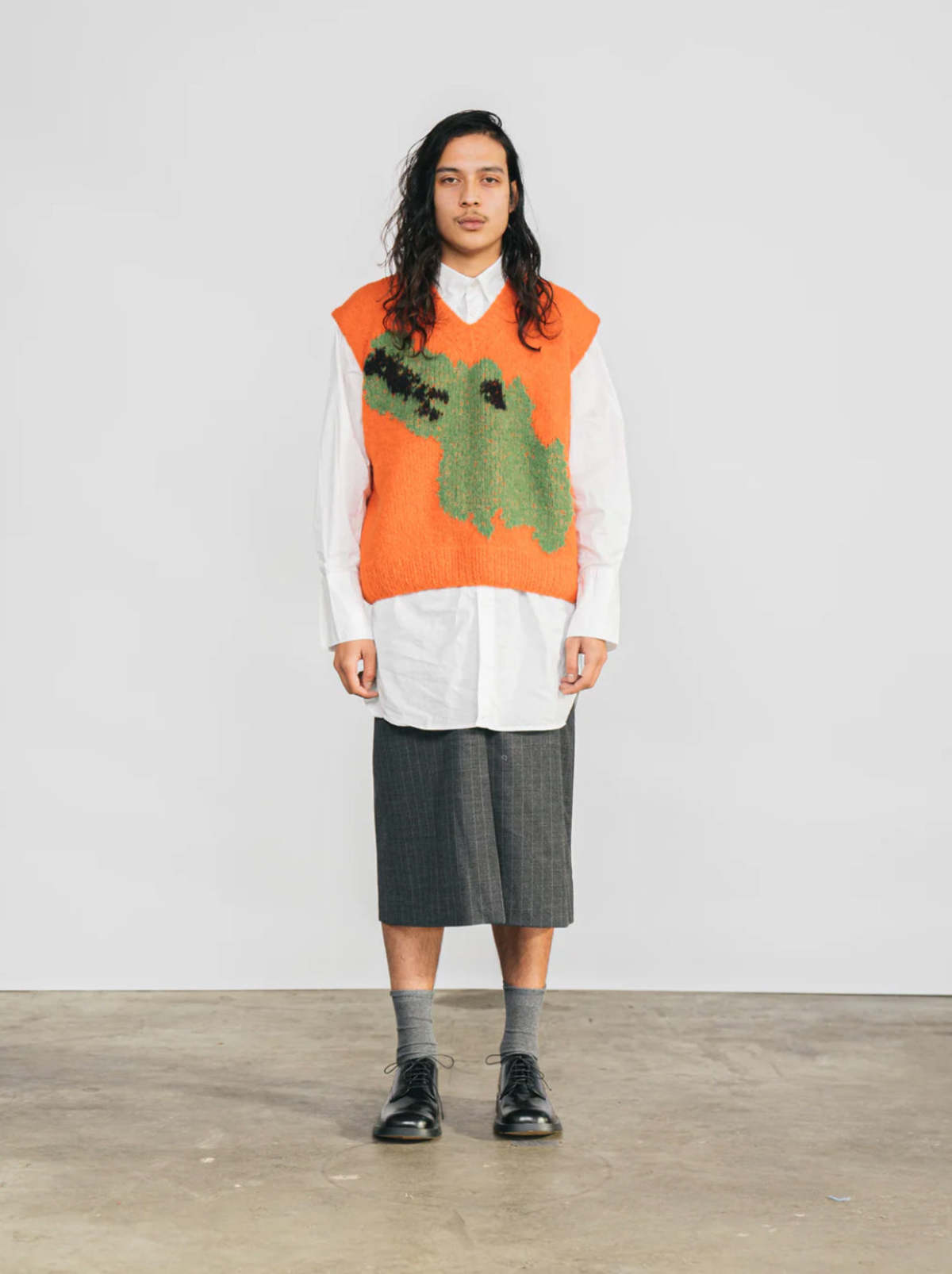 CROCODILE, DUCK HAND KNITTED VEST ORANGE