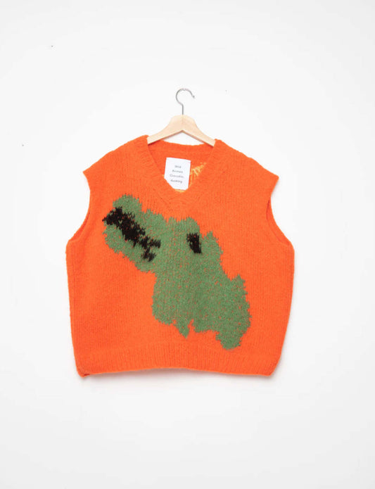 CROCODILE, DUCK HAND KNITTED VEST ORANGE
