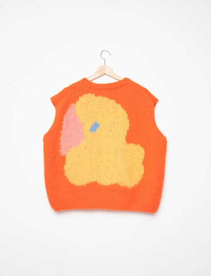 CROCODILE, DUCK HAND KNITTED VEST ORANGE
