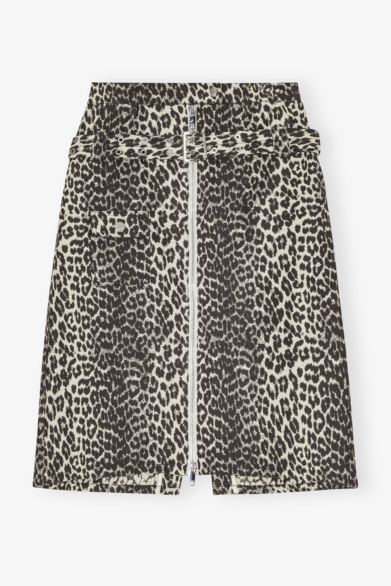 COTTON TWEED MIDI SKIRT LEOPARD