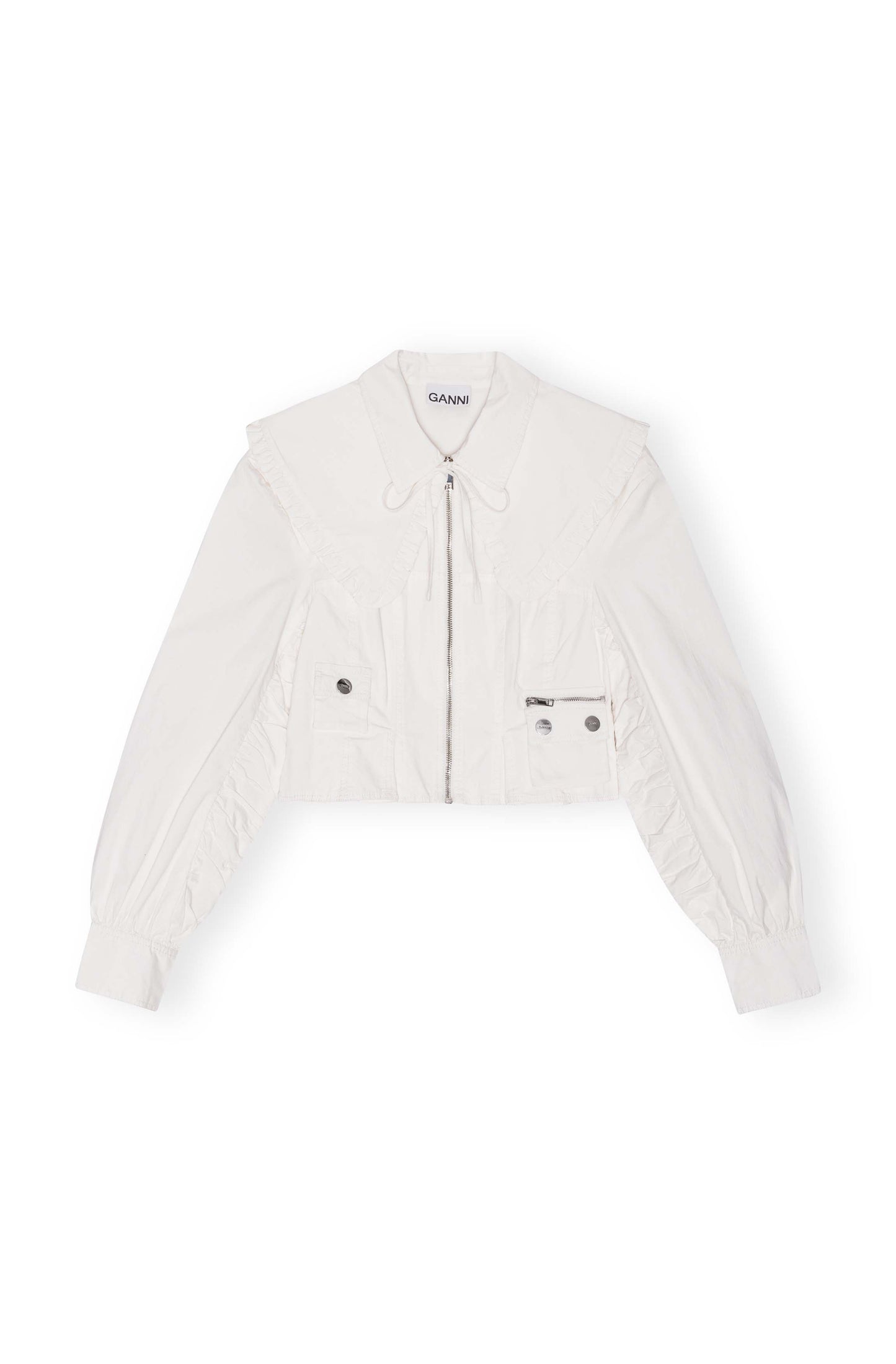 WASHED STRETCH COTTON BOMBER CORSET SHIRT EGRET
