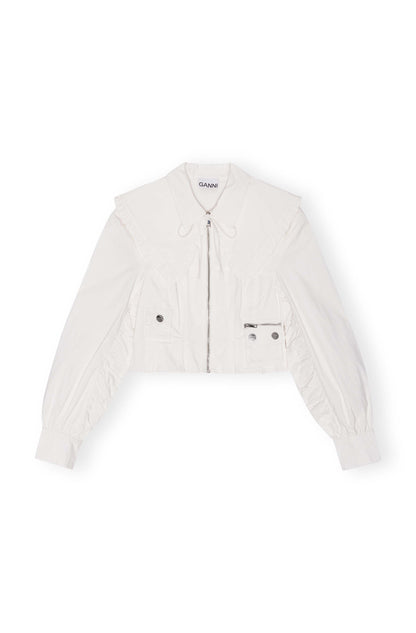 WASHED STRETCH COTTON BOMBER CORSET SHIRT EGRET