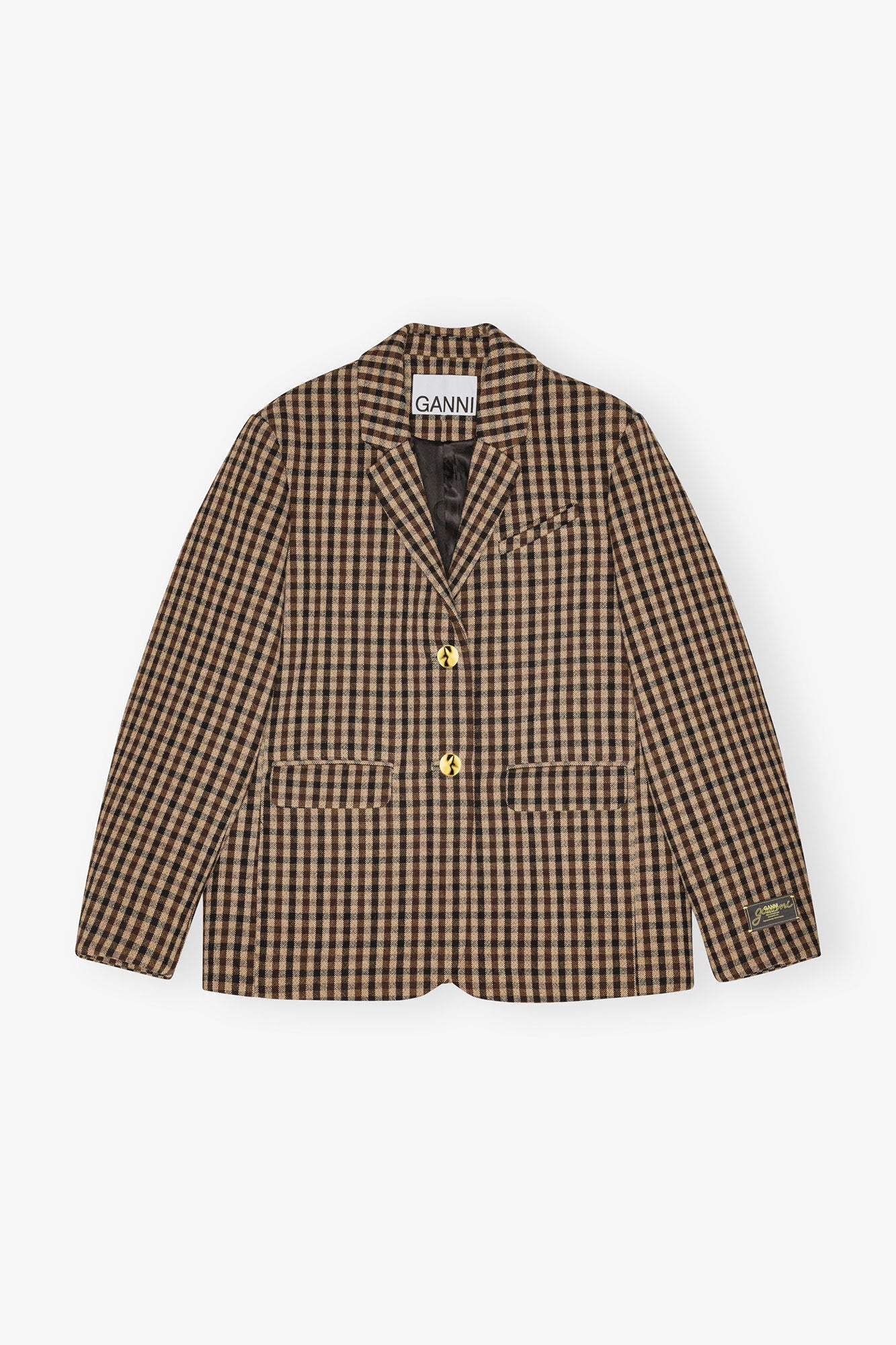 CHECK WOOL MIX OVERSIZED BLAZER CHICORY COFFEE