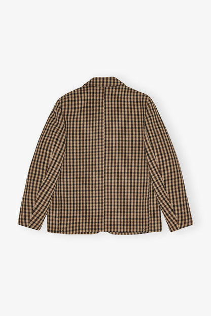 CHECK WOOL MIX OVERSIZED BLAZER CHICORY COFFEE