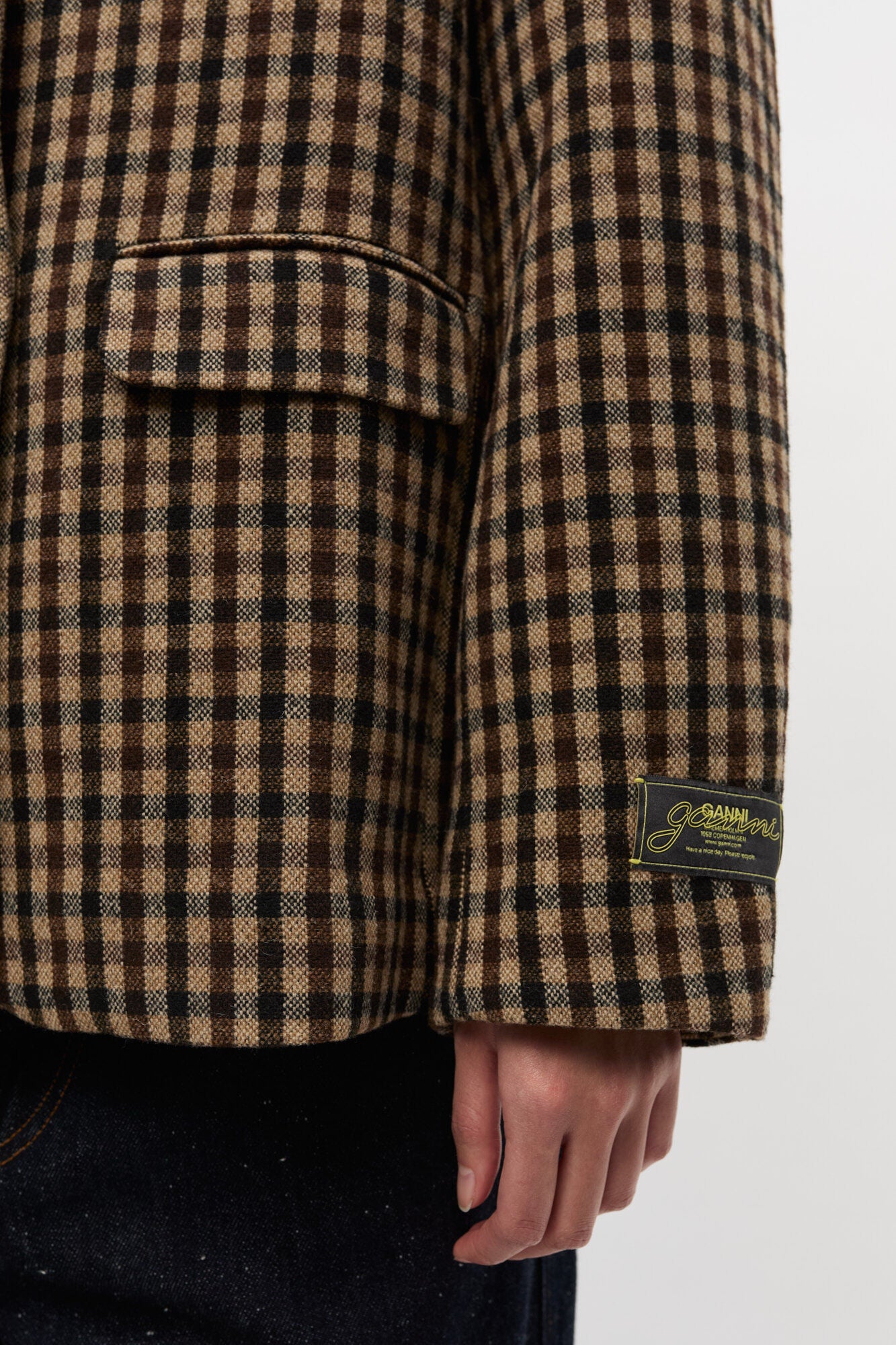 CHECK WOOL MIX OVERSIZED BLAZER CHICORY COFFEE