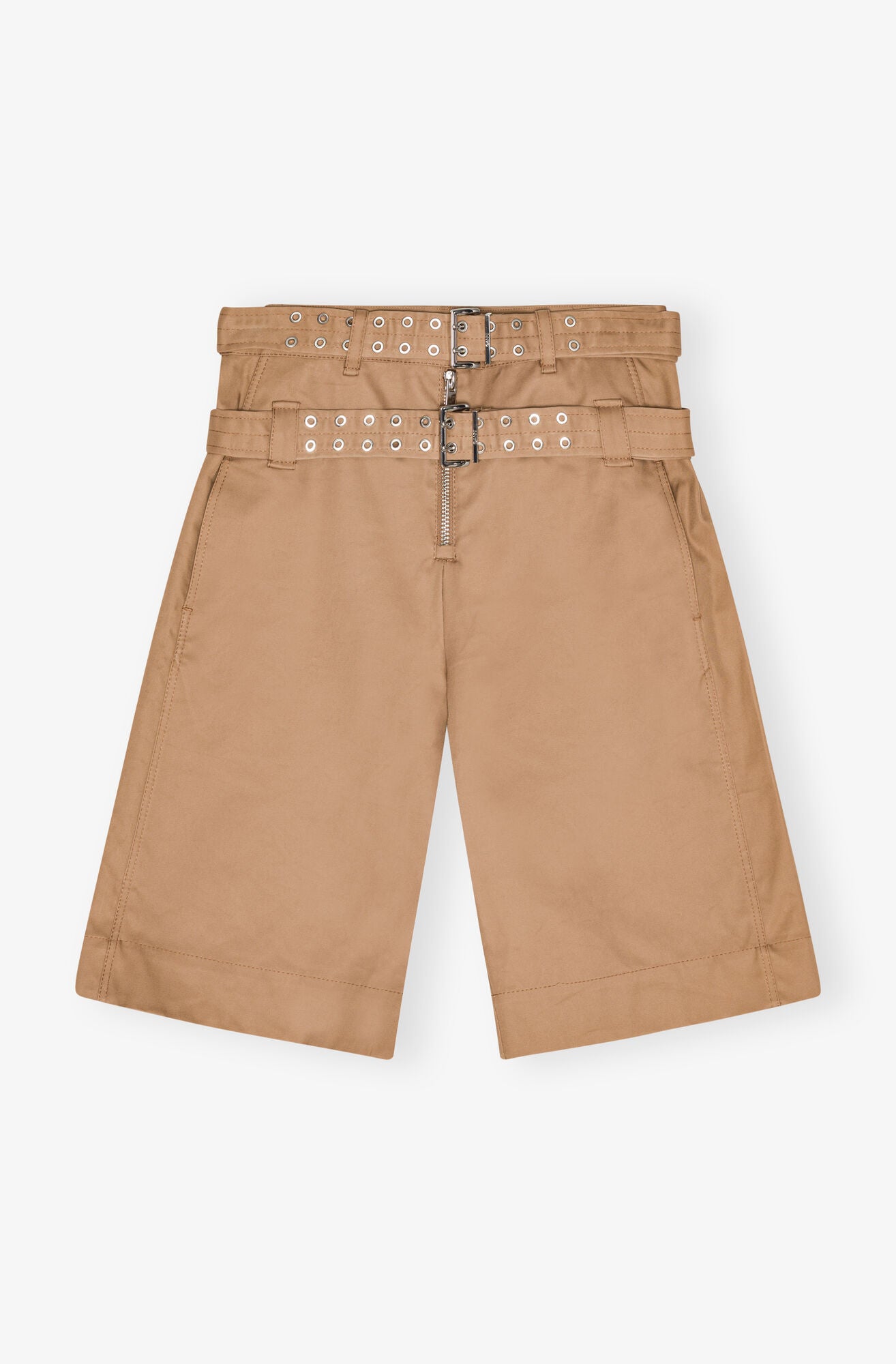 BONDED COTTON BELT SHORTS TIGER'S EYE