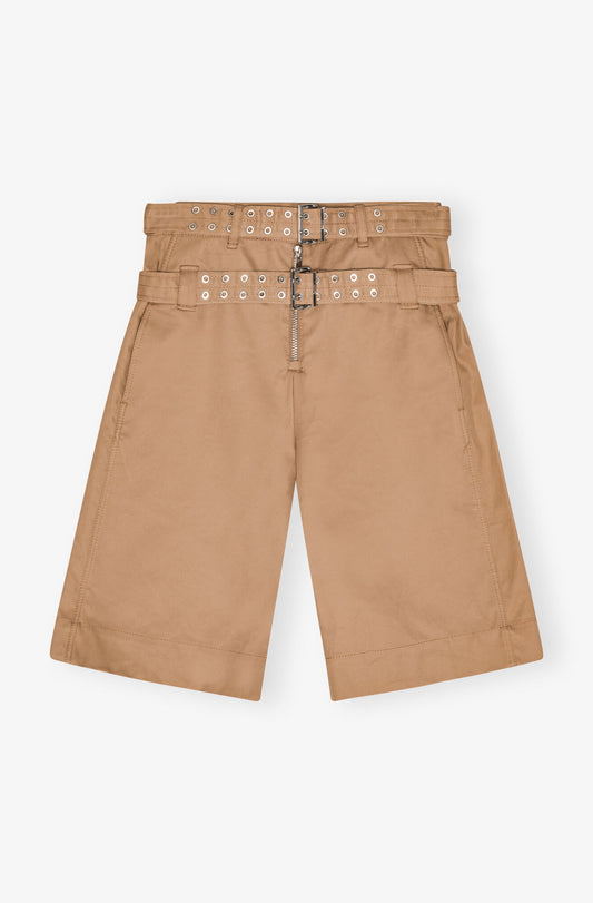 BONDED COTTON BELT SHORTS TIGER'S EYE