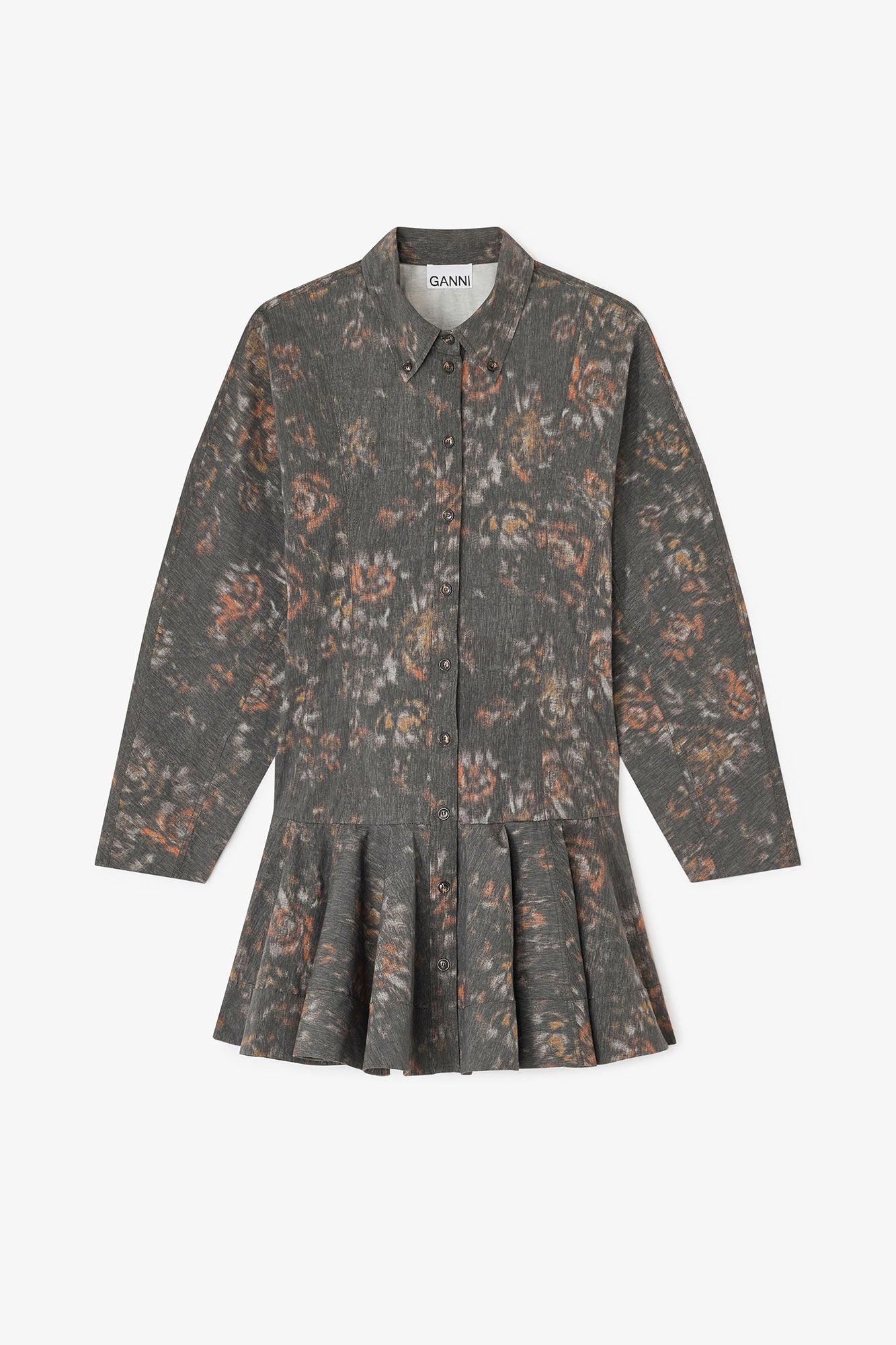 GEPRINTE MINI-ROK VAN STRETCH-KATOEN MET KNOPEN, KLEUR: FANTOM