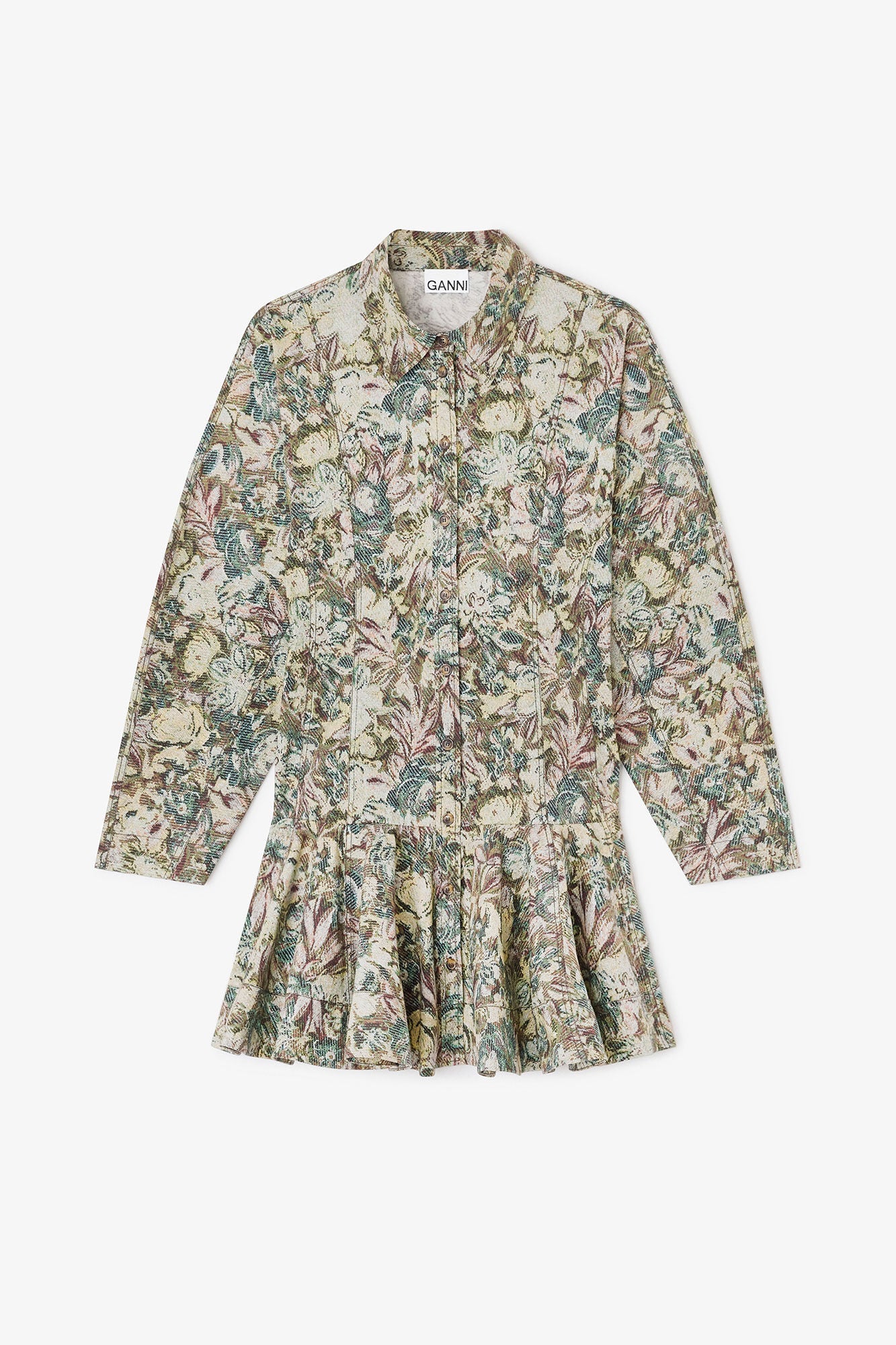 GEPRINTE MINI-ROK VAN STRETCH-KATOEN MET KNOPEN, JADEITE