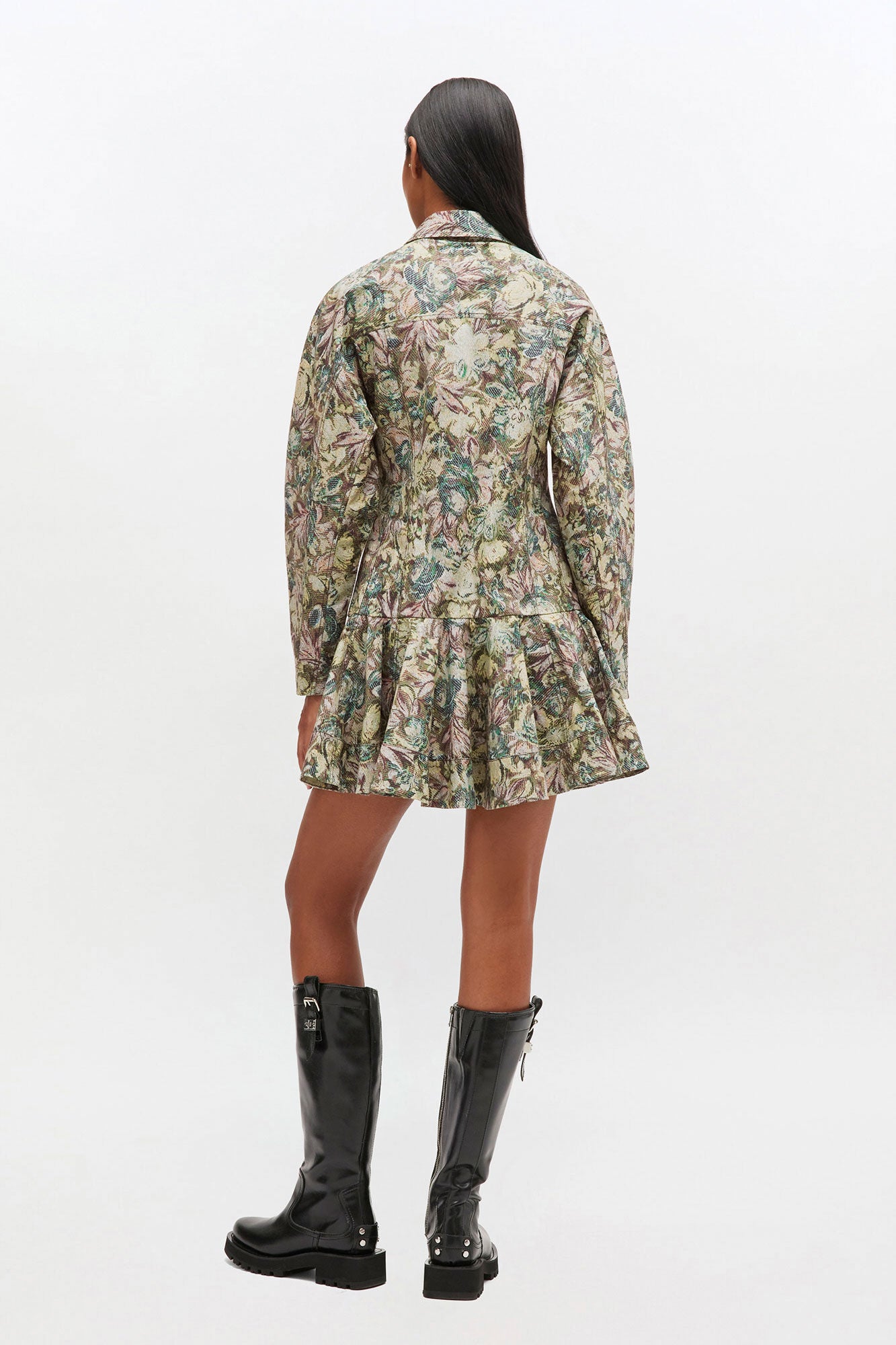 GEPRINTE MINI-ROK VAN STRETCH-KATOEN MET KNOPEN, JADEITE