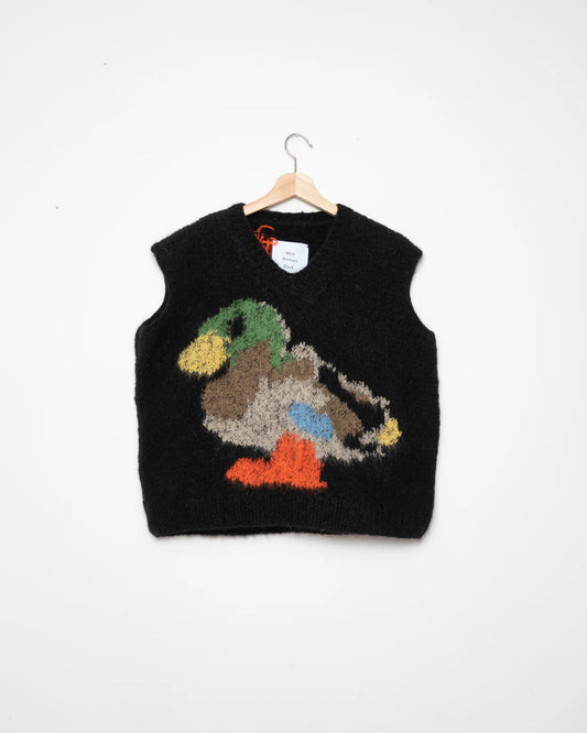 DUCK, PIGEON HAND KNITTED VEST BLACK