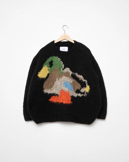 DUCK, PIGEON HAND KNITTED SWEATER BLACK