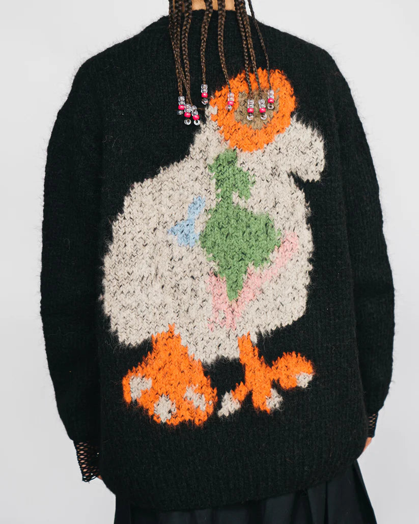 DUCK, PIGEON HAND KNITTED SWEATER BLACK