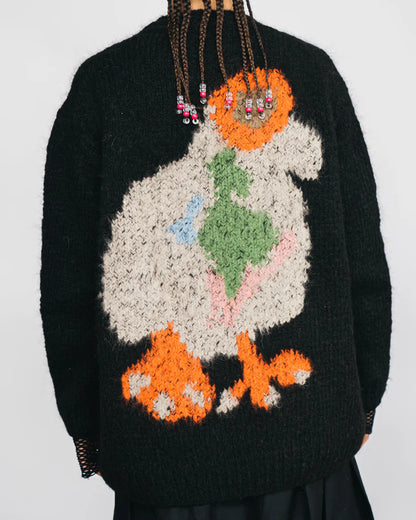 DUCK, PIGEON HAND KNITTED SWEATER BLACK
