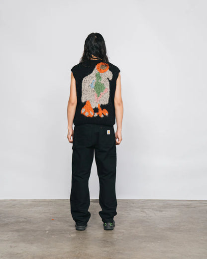 DUCK, PIGEON HAND KNITTED VEST BLACK