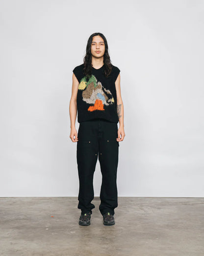 DUCK, PIGEON HAND KNITTED VEST BLACK