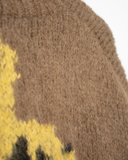ELEPHANT, CHEETAH HAND KNITTED SWEATER BROWN