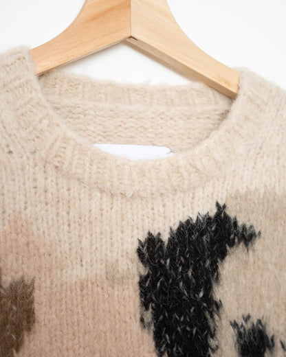 PUG, GOATS HAND KNITTED SWEATER OFF WHITE