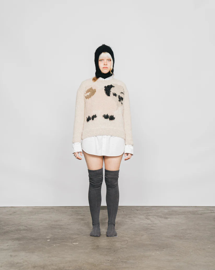 PUG, GOATS HAND KNITTED SWEATER OFF WHITE