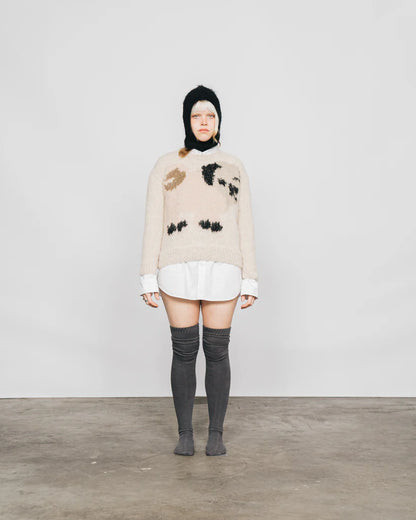 PUG, GOATS HAND KNITTED SWEATER OFF WHITE