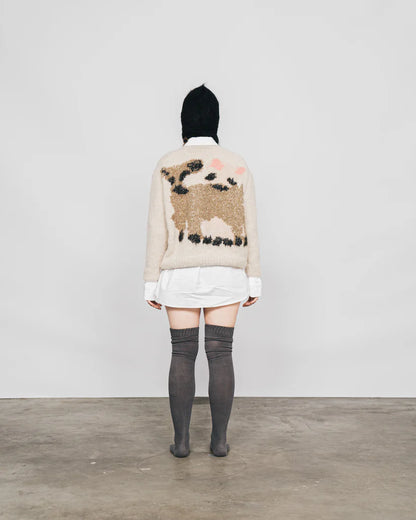 PUG, GOATS HAND KNITTED SWEATER OFF WHITE