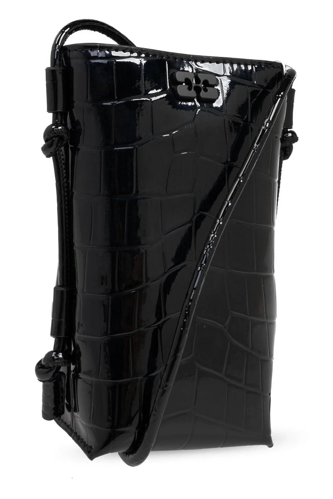 GANNI BOU CROSSBODY PATENT CROCO BLACK