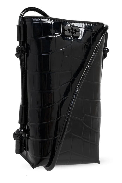 GANNI BOU CROSSBODY PATENT CROCO BLACK