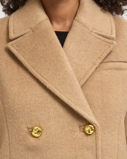 DOUBLE FACED WOOL DOUBLEBREATSED BLAZER LATTE