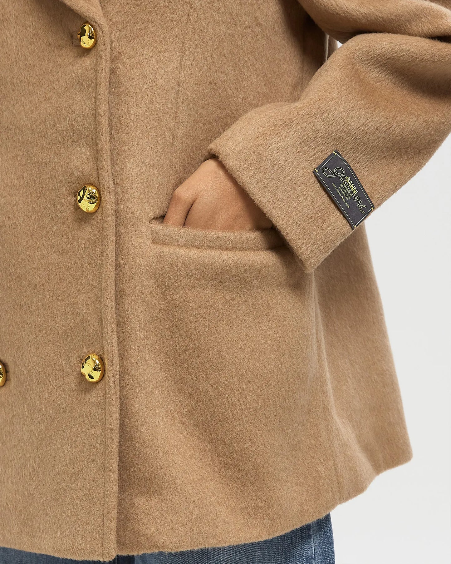DOUBLE FACED WOOL DOUBLEBREATSED BLAZER LATTE