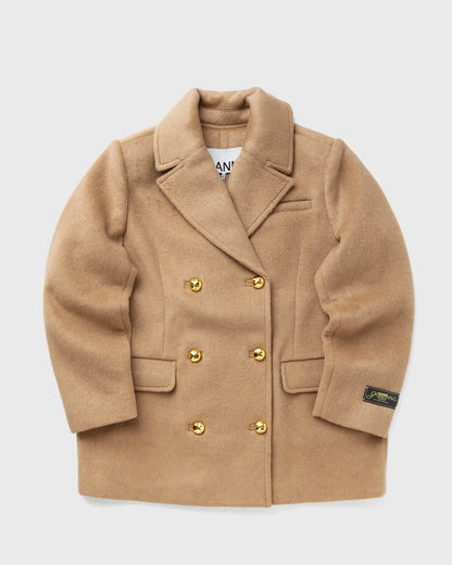 DOUBLE FACED WOOL DOUBLEBREATSED BLAZER LATTE