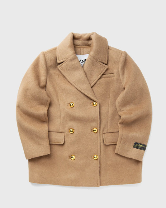 DOUBLE FACED WOOL DOUBLEBREATSED BLAZER LATTE