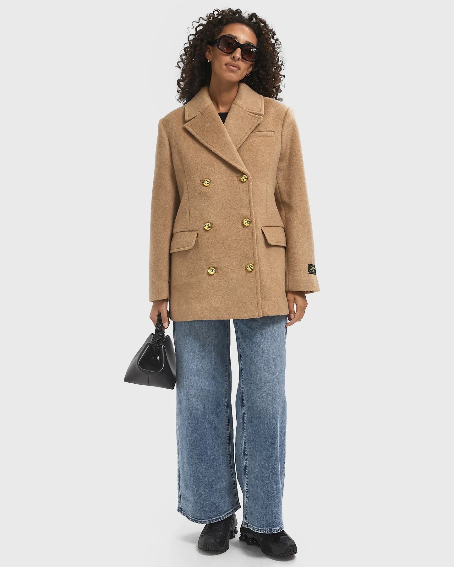 DOUBLE FACED WOOL DOUBLEBREATSED BLAZER LATTE