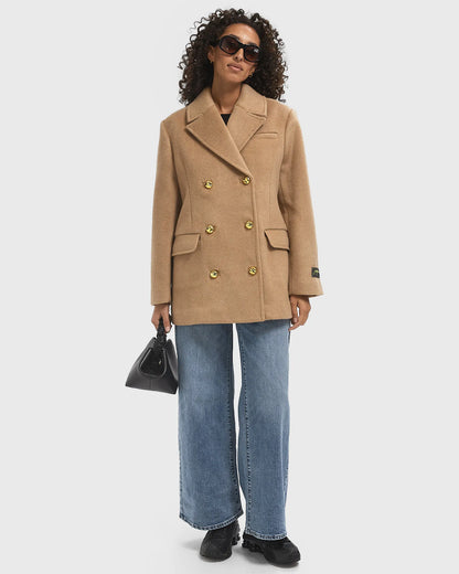 DOUBLE FACED WOOL DOUBLEBREATSED BLAZER LATTE