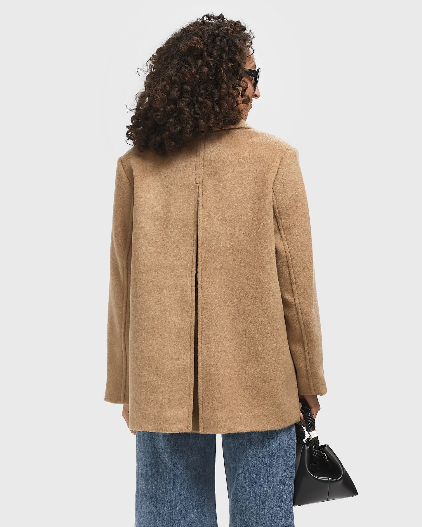 DOUBLE FACED WOOL DOUBLEBREATSED BLAZER LATTE