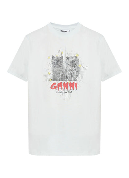 BASIC JERSEY KITTENS RELAXED T-SHIRT ILLUSION BLUE