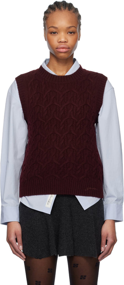 WOOL CASHMERE CABLE VEST PORT ROYALE
