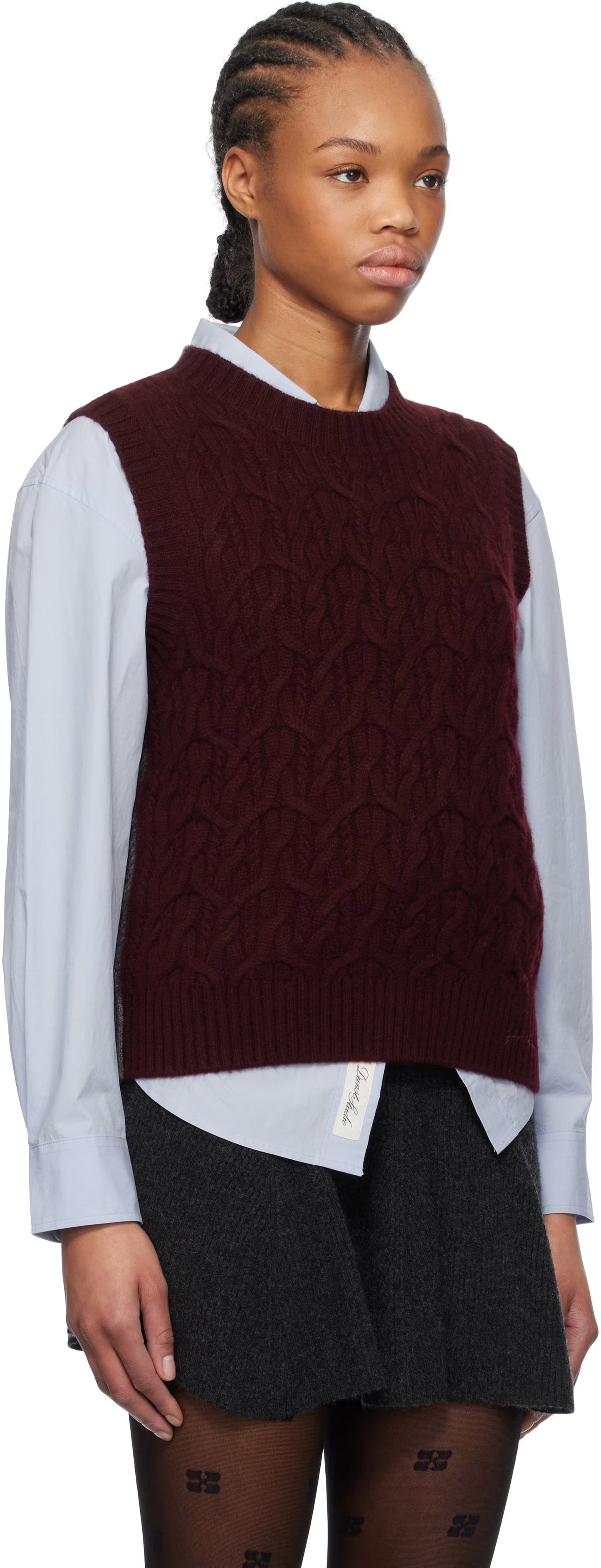 WOOL CASHMERE CABLE VEST PORT ROYALE