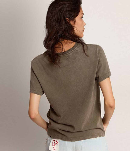 DISTRESSED COTTON JERSEY WITH LOGO DUSTY OLIVE DUSTY OLIVE