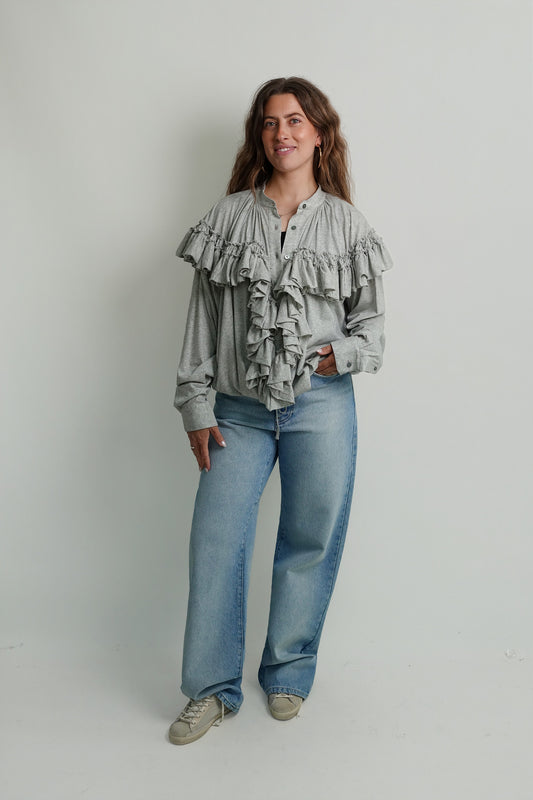 HUNVER 3606 W.K.BLOUSE GREY MELANGE