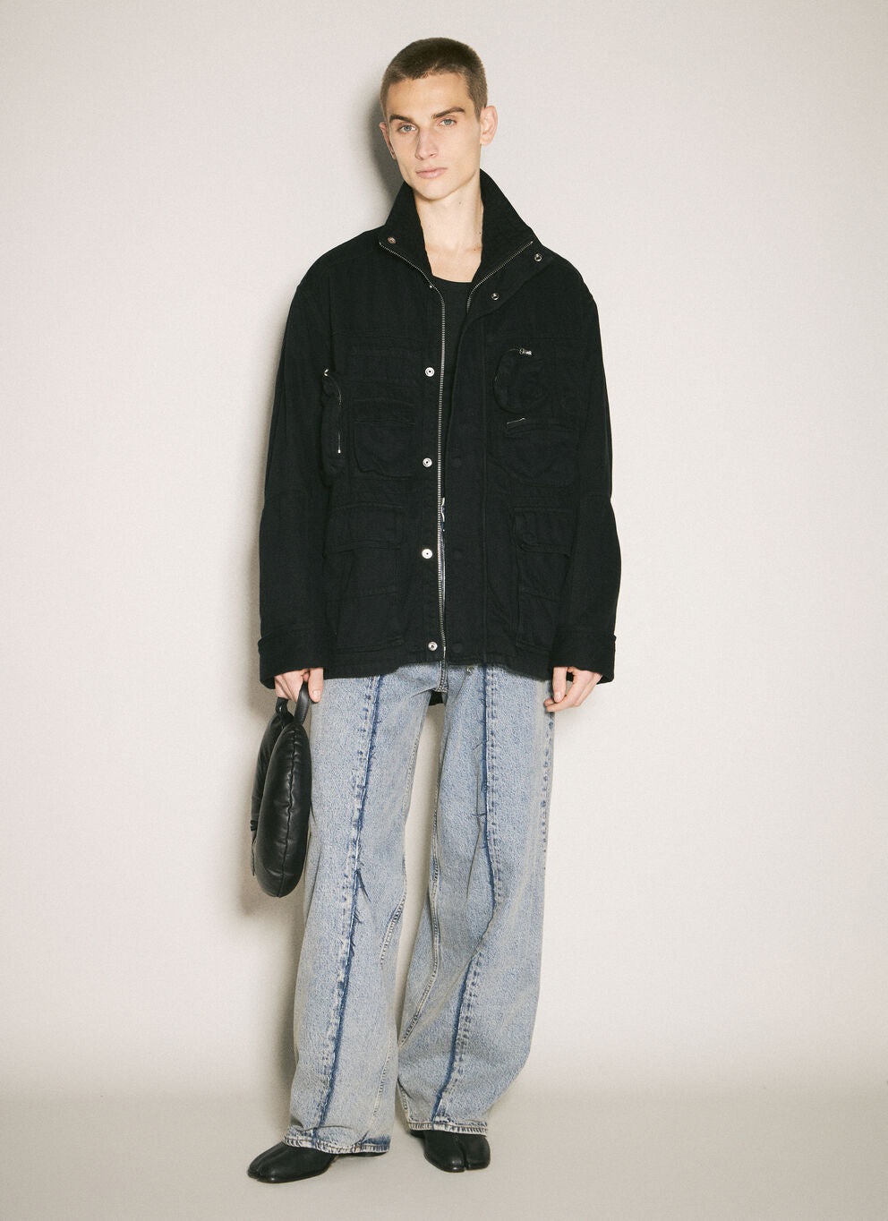 SPORTSJACKET BLACK DENIM POCKET PARKA