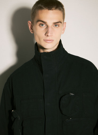 SPORTSJACKET BLACK DENIM POCKET PARKA